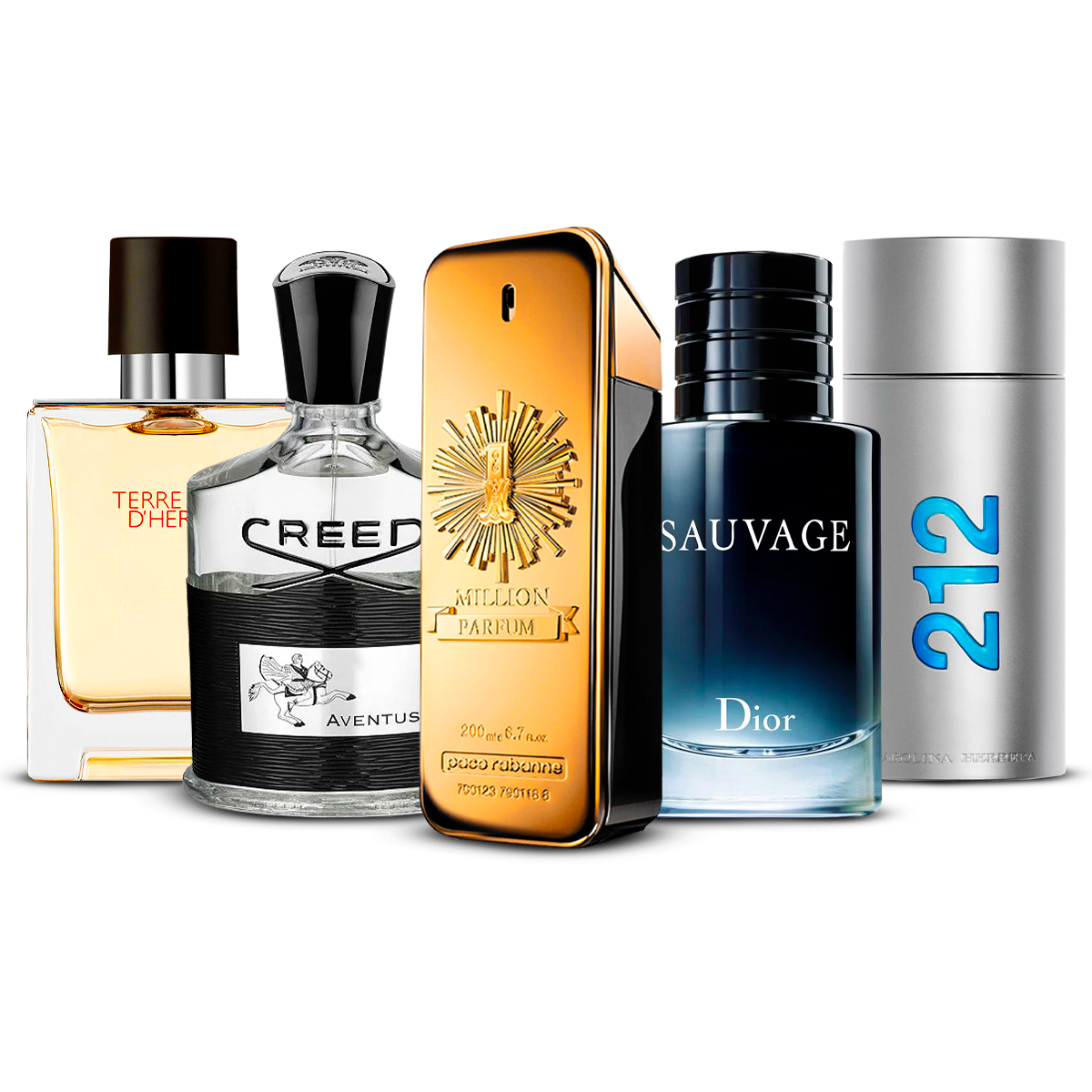 Set di 5 profumi – Terre d'Hermès, Creed Aventus, 1 Million, Sauvage i 212 Men